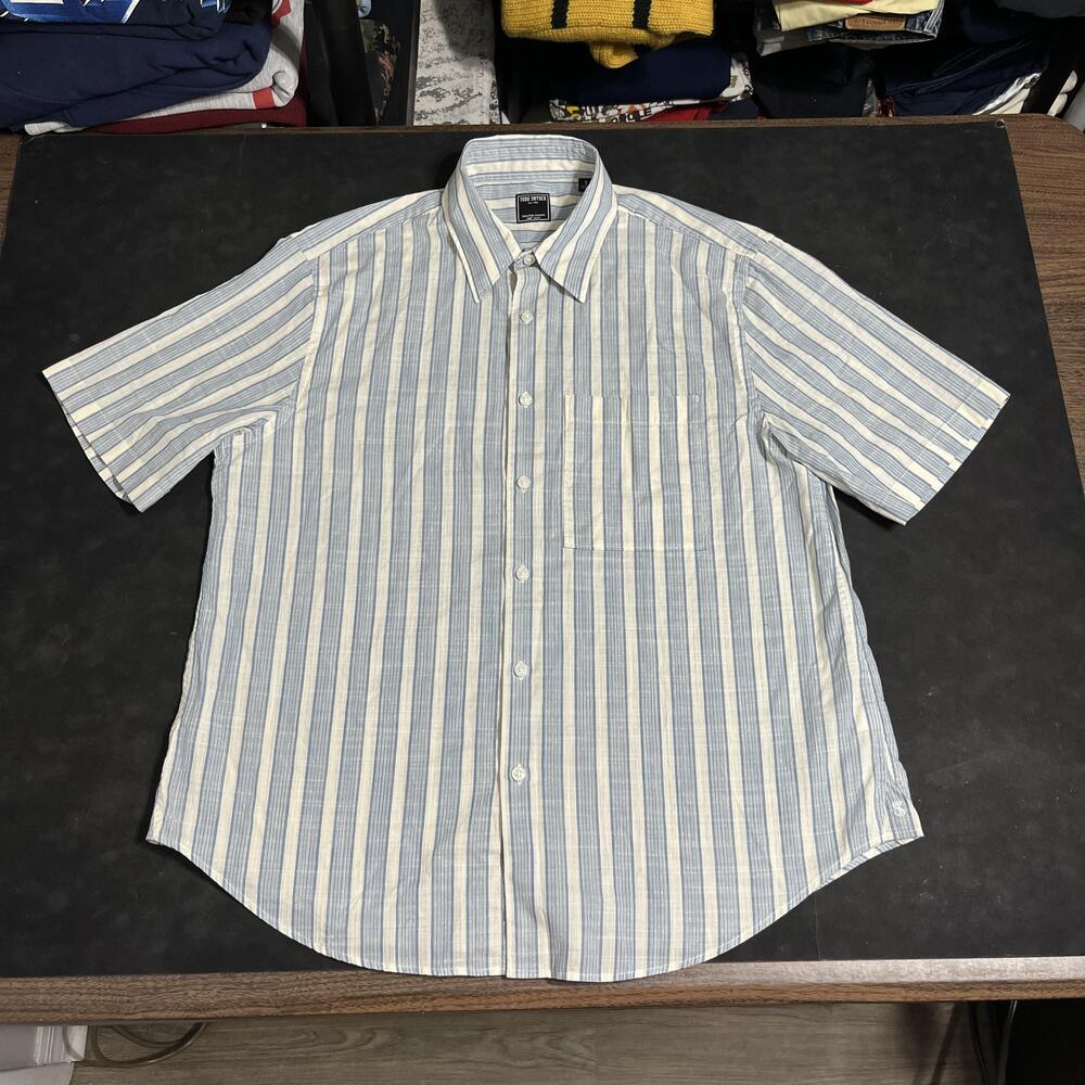 Todd Snyder Shirt Mens Small Blue Summer Striped Short Sleeve Button Up Pool Boy